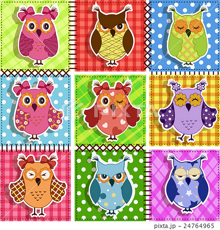 Patchwork with owls. Baby seamless background Patchwork with owls. Baby seamless background 24764965