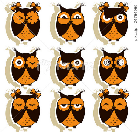 Set of 12 owls with different emotions Set of 12 owls with different emotions 24764966