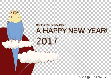 ぷかぷかインコ年賀状 横Ver. 24767672