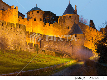 Medieval castle of Carcassonne in evening Medieval castle of Carcassonne in evening 24768993