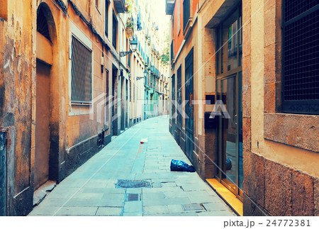 Old narrow street of european city. Barcelona Old narrow street of european city. Barcelona 24772381