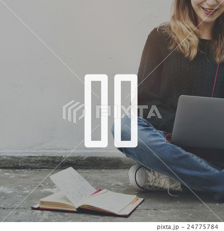 Pause Button Icon Multimedia Stop Break Rest Concept 24775784