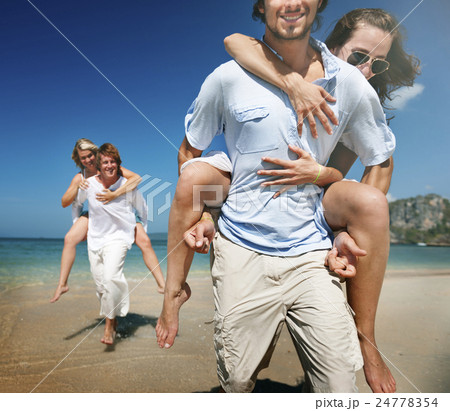 People Piggyback Beach Summer Holiday Vacation Concept People Piggyback Beach Summer Holiday Vacation Concept 24778354