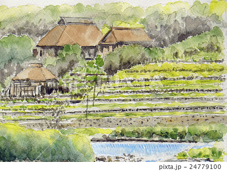 茅葺き民家のスケッチ 24779100
