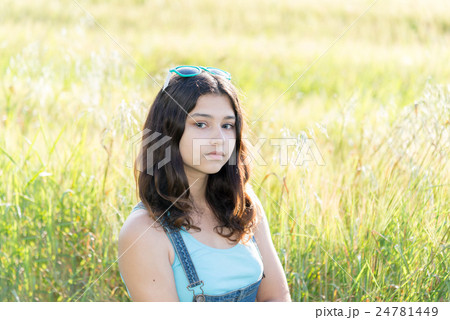 Portrait of sad teen girl on nature Portrait of sad teen girl on nature 24781449