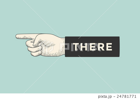 Drawing of hand sign with pointing finger in 24781771