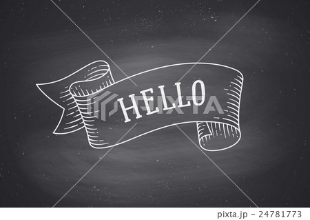 Greeting card with ribbon and word Hello Greeting card with ribbon and word Hello 24781773