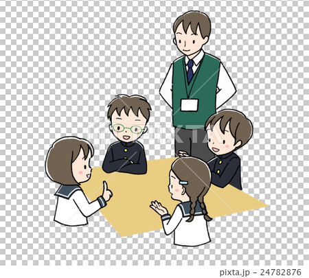 話し合い 制服 笑顔のイラスト素材