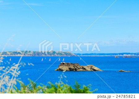 ブルターニュ地方のプルマナックのバラ色の花崗岩の海岸 24785821