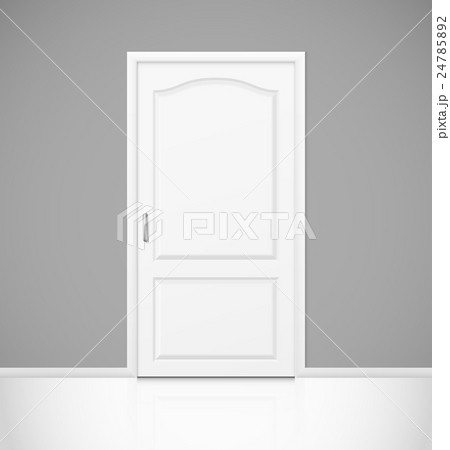 White realistic closed door in empty room interior 24785892