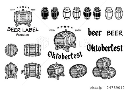 Vector set of barrels in vintage style. Collection Vector set of barrels in vintage style. Collection 24789012