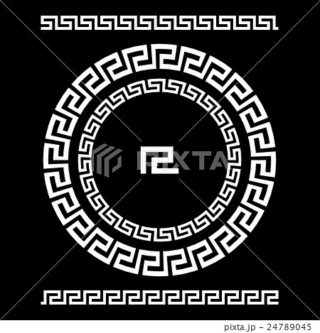 Circle ornament meander. Round frame, rosette 24789045