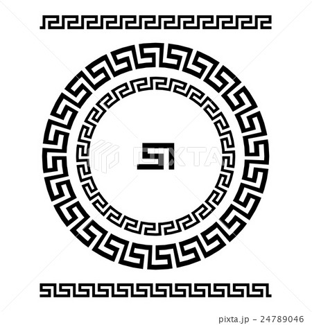 Circle ornament meander. Round frame, rosette 24789046