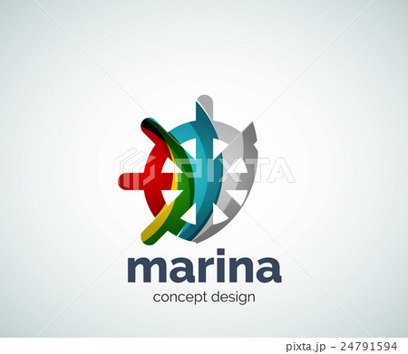 Vector marina, steering wheel logo template Vector marina, steering wheel logo template 24791594