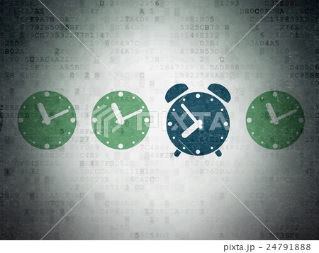 Timeline concept: alarm clock icon on Digital Data Timeline concept: alarm clock icon on Digital Data 24791888