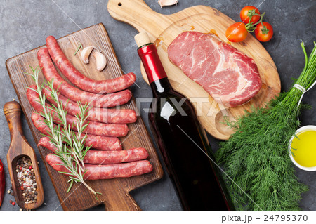 Sausages, meat, red wine Sausages, meat, red wine 24795370