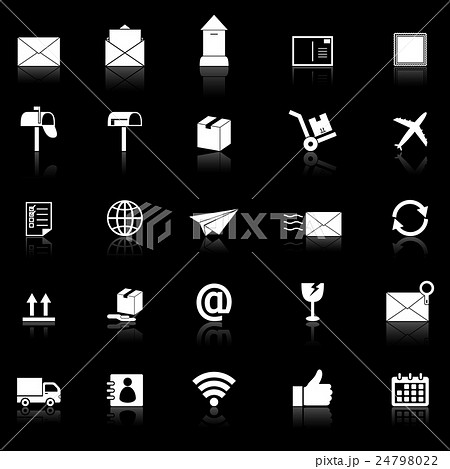 Post icons with reflect on black background Post icons with reflect on black background 24798022