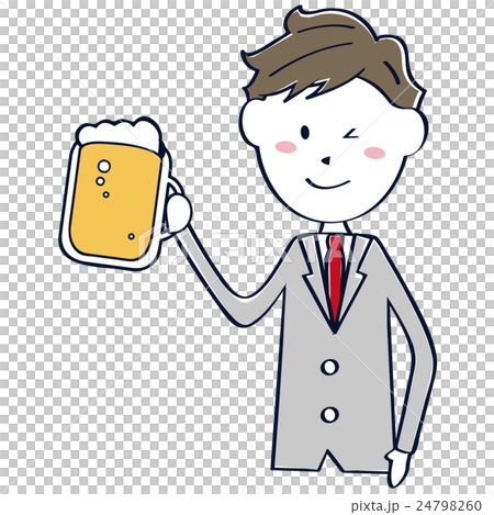 かわいい線画のグレーのスーツのサラリーマン カンパーイ 上半身 かわいい線画のグレーのスーツのサラリーマン カンパーイ 上半身 24798260