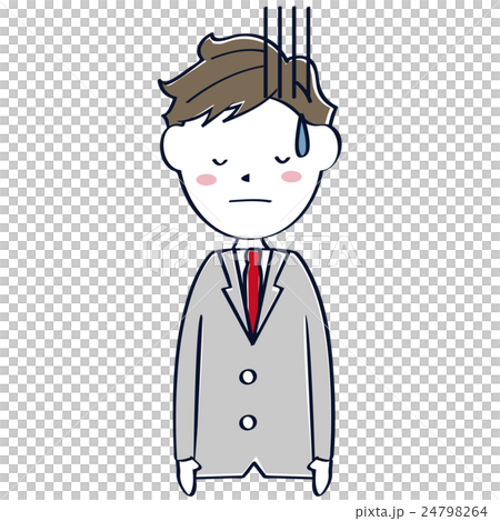 Cute line drawing gray suit salaried man downward falling upper body Cute line drawing gray suit salaried man downward falling upper body 24798264