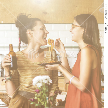 Women Friends Lifestyle Eating Happiness Concept Women Friends Lifestyle Eating Happiness Concept 24801802