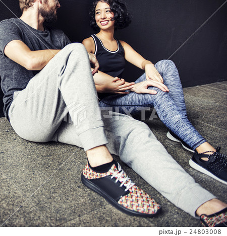 Stretching Athlete Couple Wellness Workout Fit Concept 24803008