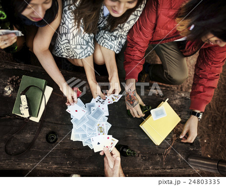 Friendship Hanging Gambling Cards Together Concept Friendship Hanging Gambling Cards Together Concept 24803335