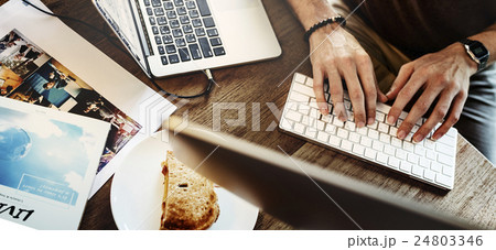 Man Working Connection Digital Devices Concept 24803346