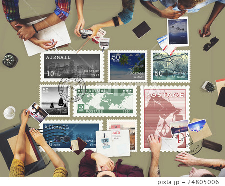 Postal Postage Mail Package Stamp Concept Postal Postage Mail Package Stamp Concept 24805006