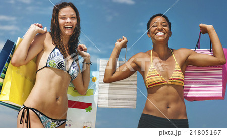 Shopping Beach Tropical Travel Customer Bikini Concept Shopping Beach Tropical Travel Customer Bikini Concept 24805167