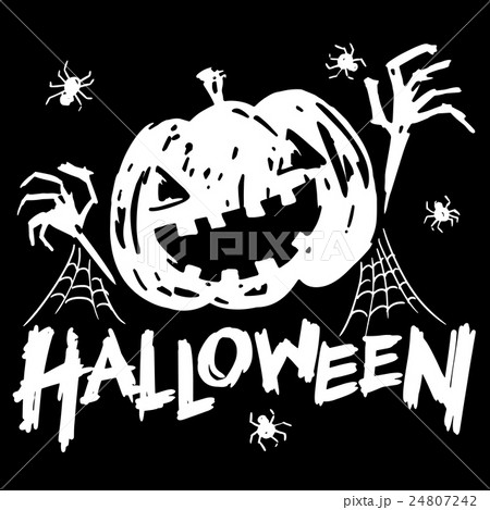 jack-o-lantern pumpkin head with spider, cobweb 24807242