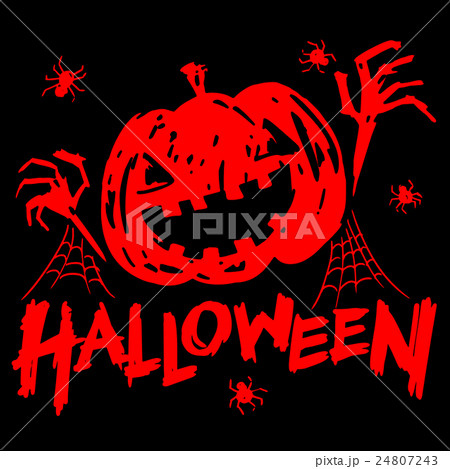 jack-o-lantern pumpkin head with spider, cobweb 24807243