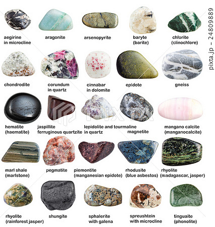 various polished minerals with names isolated various polished minerals with names isolated 24809889