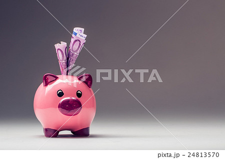 Piggy bank.Pink Piggy save and Five hundred Euro. Piggy bank.Pink Piggy save and Five hundred Euro. 24813570