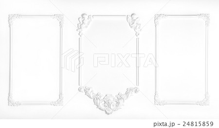 White wall decorated with stucco and molding White wall decorated with stucco and molding 24815859