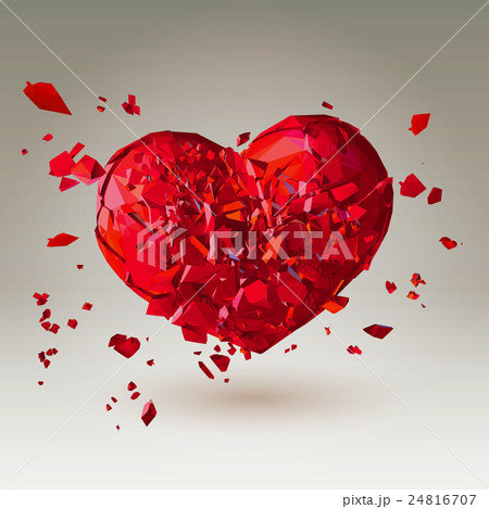 Polygonal 3D broken heart on low poly background Polygonal 3D broken heart on low poly background 24816707