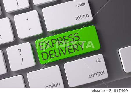 Green Express Delivery Keypad on Keyboard. 3D 24817490