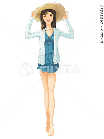 水着bアニメ 全身 のイラスト素材