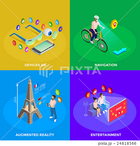 Augmented Reality 4 Isometric Icons Square Augmented Reality 4 Isometric Icons Square 24818566