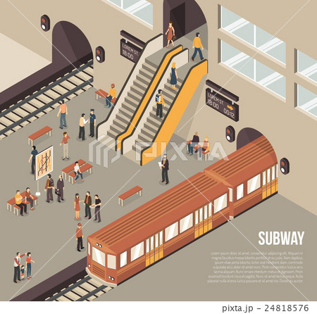 Subway Metro Underground Station Isometric Poster  Subway Metro Underground Station Isometric Poster  24818576
