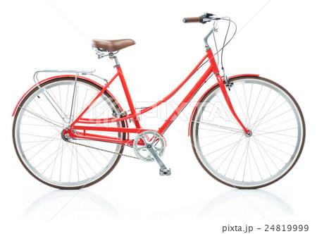 Stylish womens red bicycle isolated on white 24819999