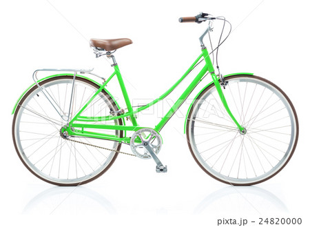 Stylish womens green bicycle isolated on white Stylish womens green bicycle isolated on white 24820000