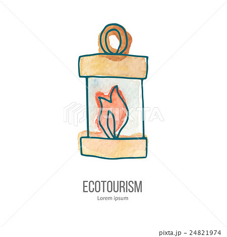 Vector ecotourism doodle on watercolor texture Vector ecotourism doodle on watercolor texture 24821974