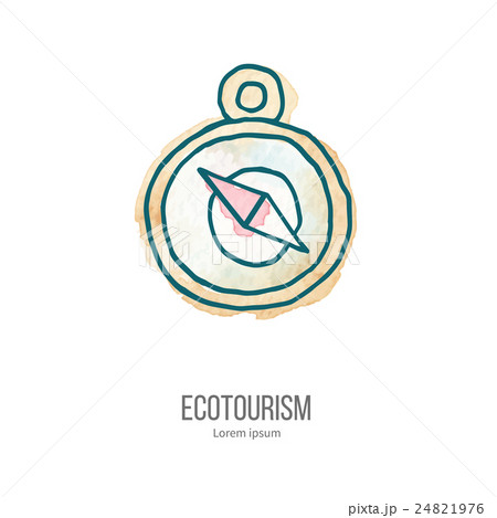 Vector ecotourism doodle on watercolor texture 24821976