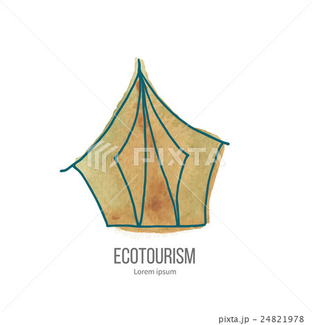 Vector ecotourism doodle on watercolor texture 24821978