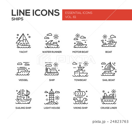 Ships - line design icons set 24823763