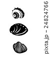 サザエ、アワビ、赤貝の切り絵風イラスト 24824766