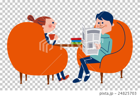 坐在椅子和放鬆的男性和女性夫婦 24825703