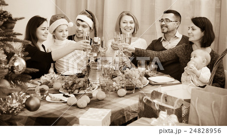 Mature parents with kids celebrating Merry Christmas 24828956