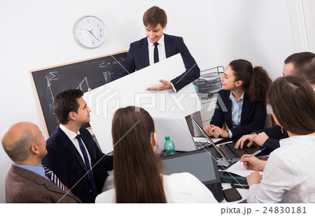 Friendly partners presenting new products plan 24830181