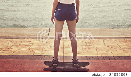 Skate Beach Casual Tranquil Solitude Vacation Concept 24832893